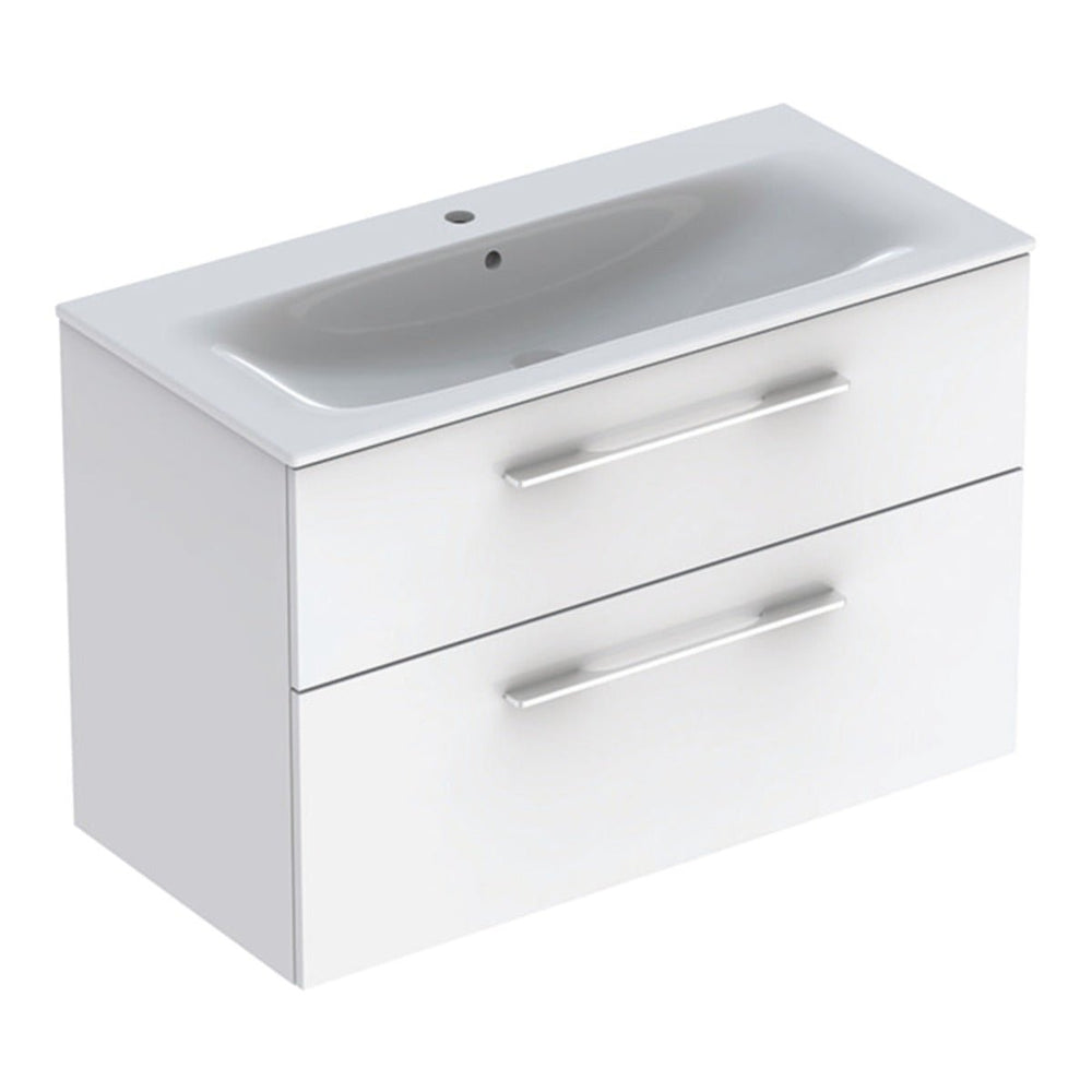 Geberit Selnova Two Drawer Slim - Rim Basin & Cabinet Set 1000mm - White - 501.244.00.1 - TAP 'N' SHOWER