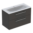 Geberit Selnova Two Drawer Slim - Rim Basin & Cabinet Set, 1,000mm - Lava - 501.245.00.1 - TAP 'N' SHOWER