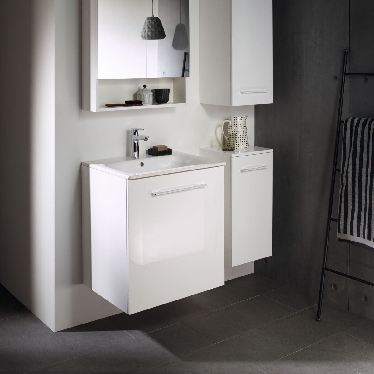 Geberit Selnova Slim - Rim Basin & Cabinet Boxed Set 550mmW - White - 501.248.00.1 - TAP 'N' SHOWER