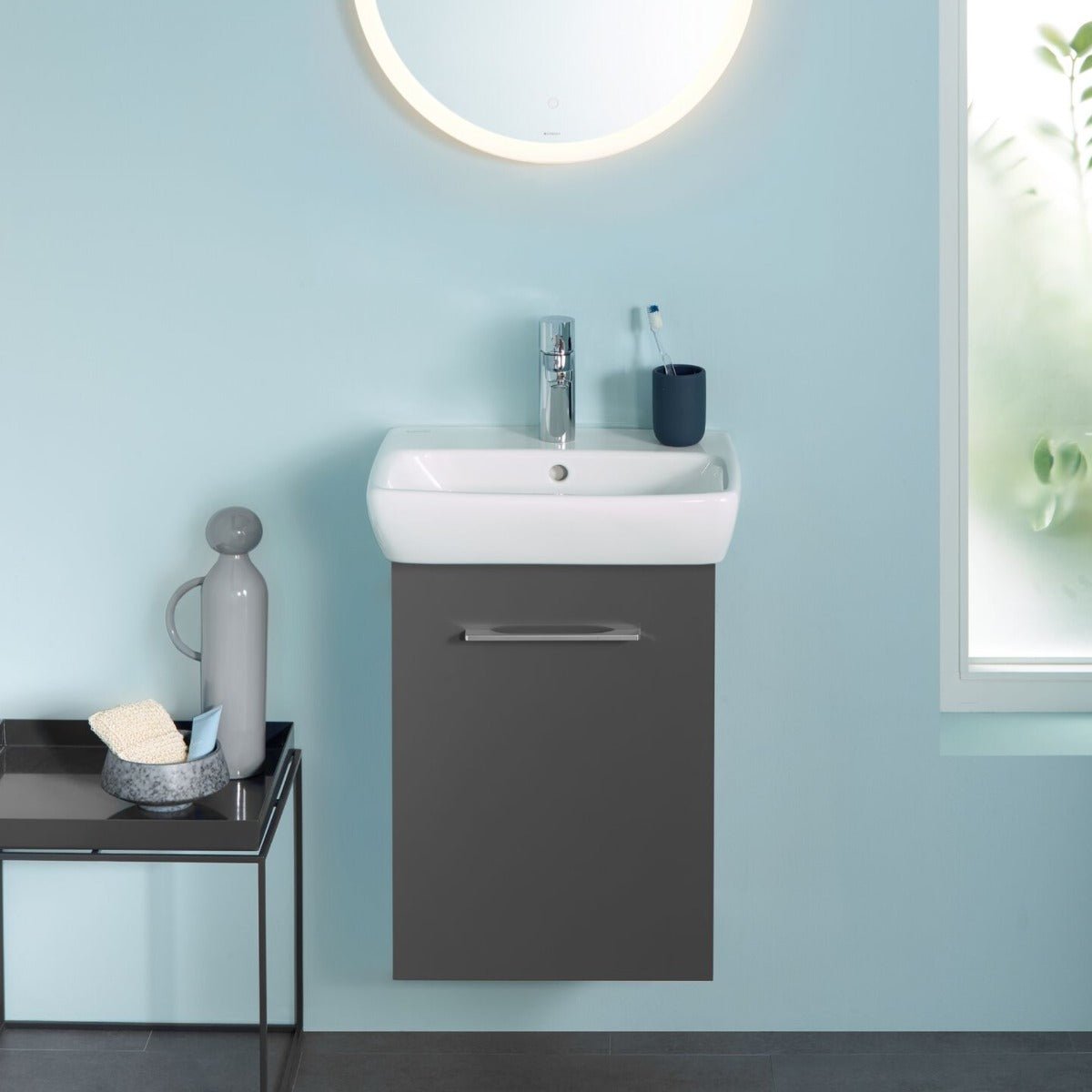 Geberit Selnova Basin & Cabinet Boxed Set 450mm - Lava - 502.747.00.1 - TAP 'N' SHOWER