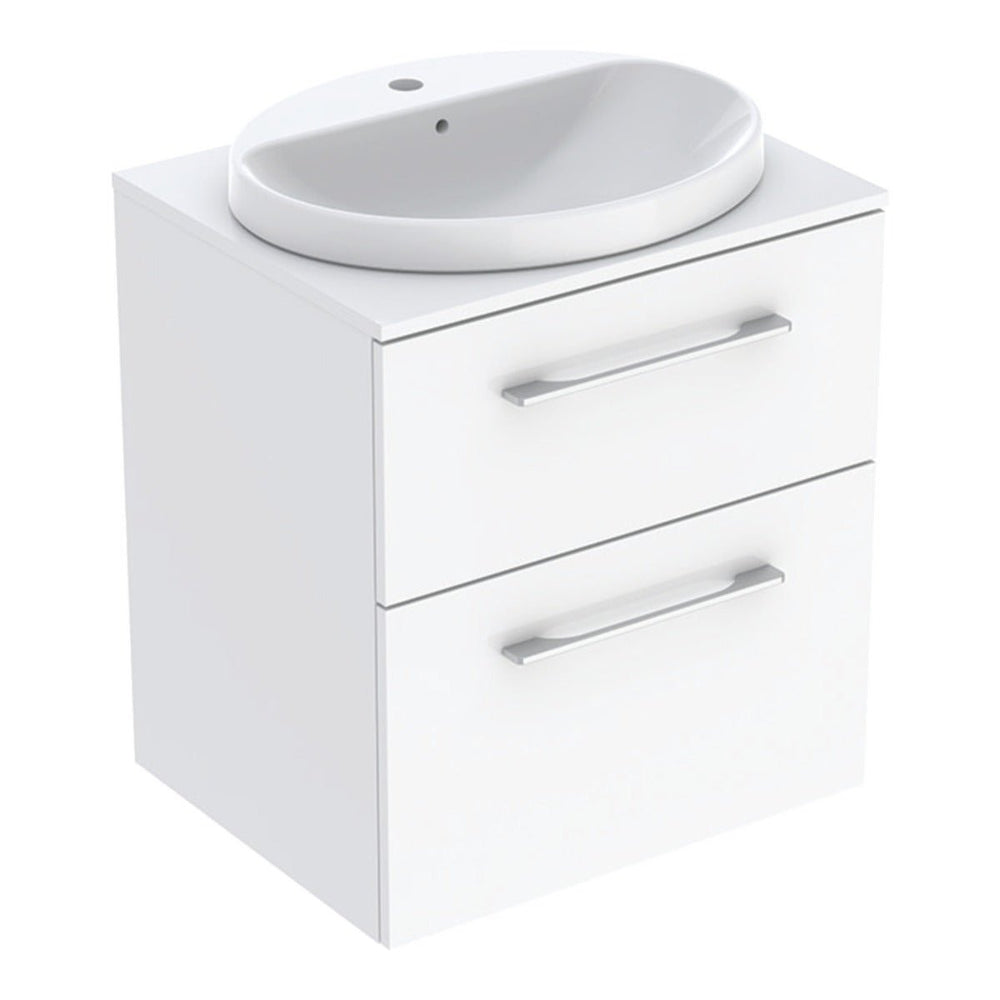 Geberit Selnova Two Drawer Countertop Basin & Cabinet Set 600mm - White - 502.868.00.1 - TAP 'N' SHOWER