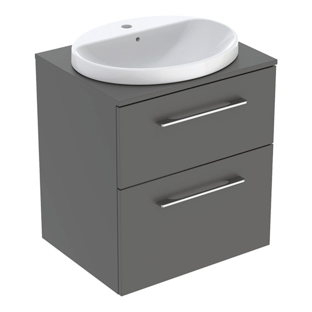 Geberit Selnova Two Drawer Countertop Basin & Cabinet Set 600mm - Lava - 502.869.00.1 - TAP 'N' SHOWER