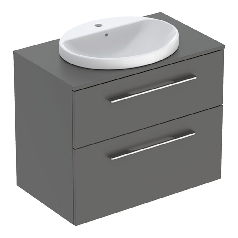 Geberit Selnova Two Drawer Countertop Basin & Cabinet Set 800mm - Lava - 502.873.00.1 - TAP 'N' SHOWER