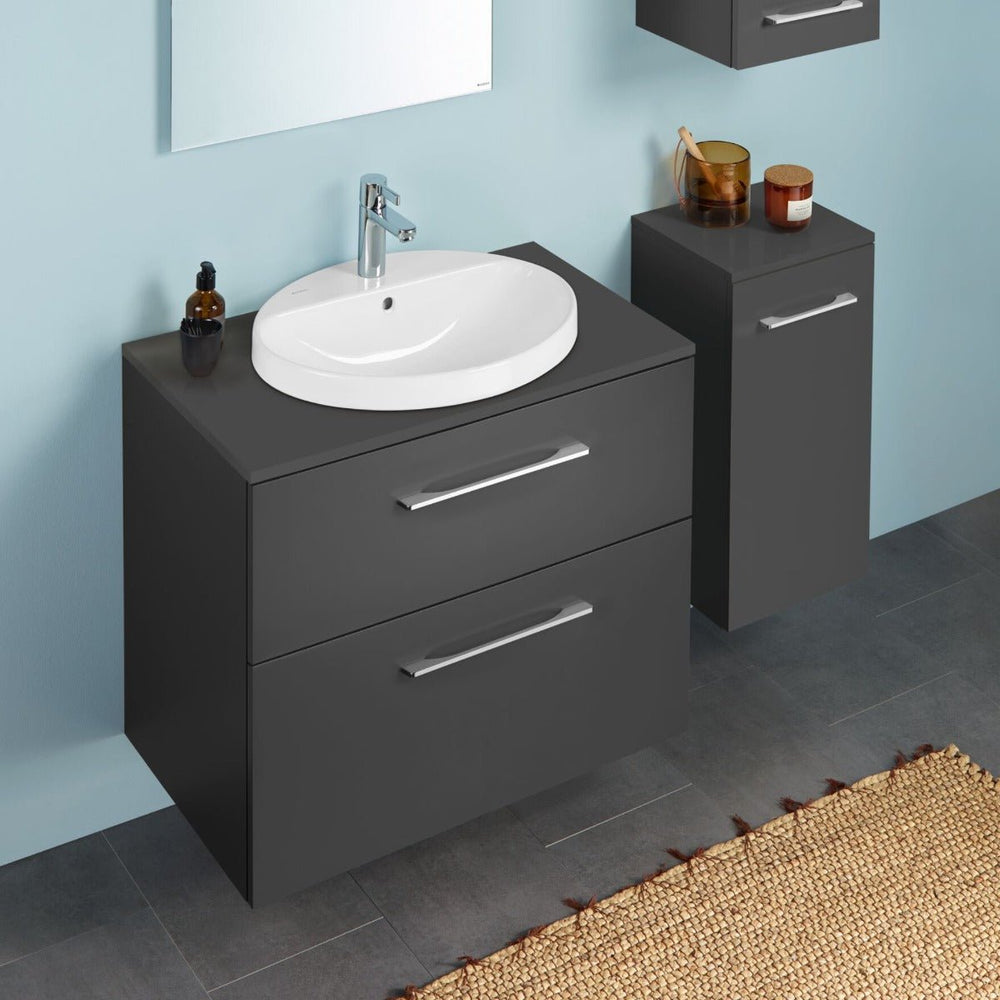 Geberit Selnova Two Drawer Countertop Basin & Cabinet Set 800mm - Lava - 502.873.00.1 - TAP 'N' SHOWER