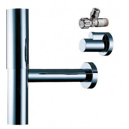 Hansgrohe Bottle Trap Flowstar with angle valves in sleek chrome finish for efficient plumbing and modern bathroom design