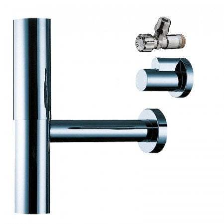 Hansgrohe Bottle Trap Flowstar with integrated angle valves chrome finish for plumbing installation