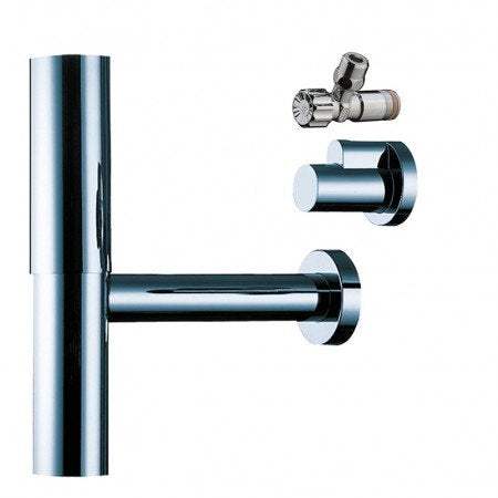 Hansgrohe Bottle Trap Flowstar with chrome finish and ergonomic angle valves for efficient water flow control and easy installation