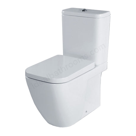 Oakham Fuchsia Close Coupled Toilet WC Pan with Cistern and Soft Close Seat - White