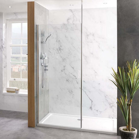 Eastbrook Valliant Walk - In Wetroom Shower Screen Front Panel with Round Pole & Hand Hold 900mm - 58.832 - TAP 'N' SHOWER