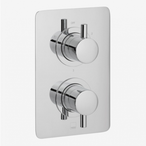 Vado Celsius 3 Outlet, 2 Handle Thermostatic Valve - Chrome - Cel-148D/3/Sq-C/P