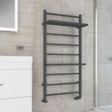 Eastbrook Launton Straight Ladder Towel Radiator With Shelves 1200mm x 600mm - Matt Anthracite - 61.0065 - TAP 'N' SHOWER