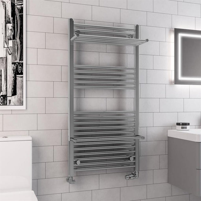 Eastbrook Haddenham Straight Ladder Towel Radiator With Shelves 1200mm x 600mm - Chrome - 61.0073 - TAP 'N' SHOWER