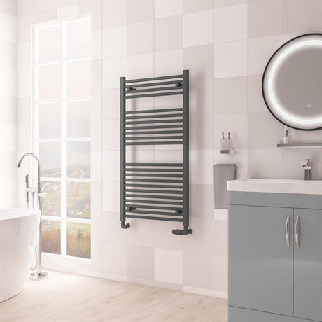 Eastbrook Biava Hidden Vent Straight Multirail Towel Radiator 600mm x 1118mm - Matt Anthracite - 61.0099 - TAP 'N' SHOWER
