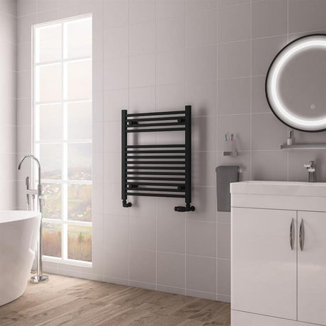 Eastbrook Biava Hidden Vent Straight Multirail Towel Radiator 600mm x 688mm - Matt Black - 61.0106 - TAP 'N' SHOWER
