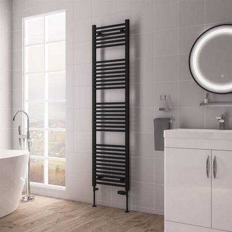 Eastbrook Biava Hidden Vent Straight Multirail Towel Radiator 450mm x 1720mm - Matt Black - 61.0111 - TAP 'N' SHOWER