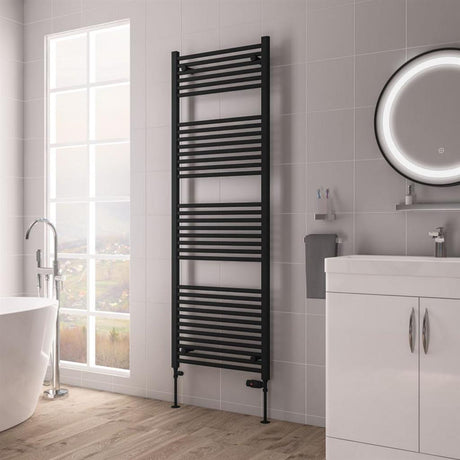 Eastbrook Biava Hidden Vent Straight Multirail Towel Radiator 600mm x 1720mm - Matt Black - 61.0112 - TAP 'N' SHOWER