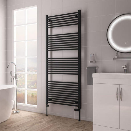 Eastbrook Biava Hidden Vent Straight Multirail Towel Radiator 750mm x 1720mm - Matt Black - 61.0113 - TAP 'N' SHOWER