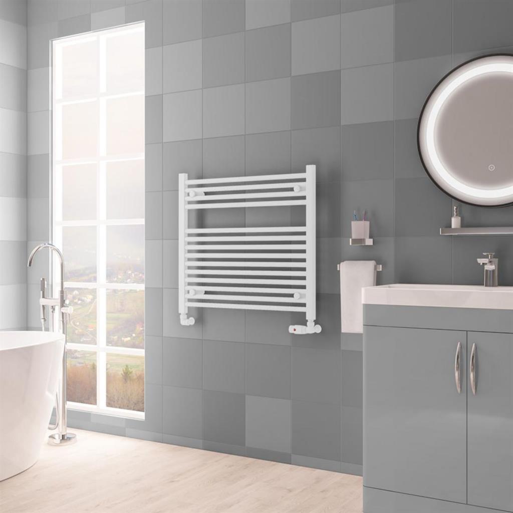 Eastbrook Biava 688mm x 750mm HV Straight Ladder Towel Radiator - Matt White - 61.0117 - TAP 'N' SHOWER