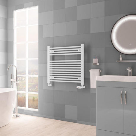 Eastbrook Biava 688mm x 750mm HV Straight Ladder Towel Radiator - Matt White - 61.0117 - TAP 'N' SHOWER