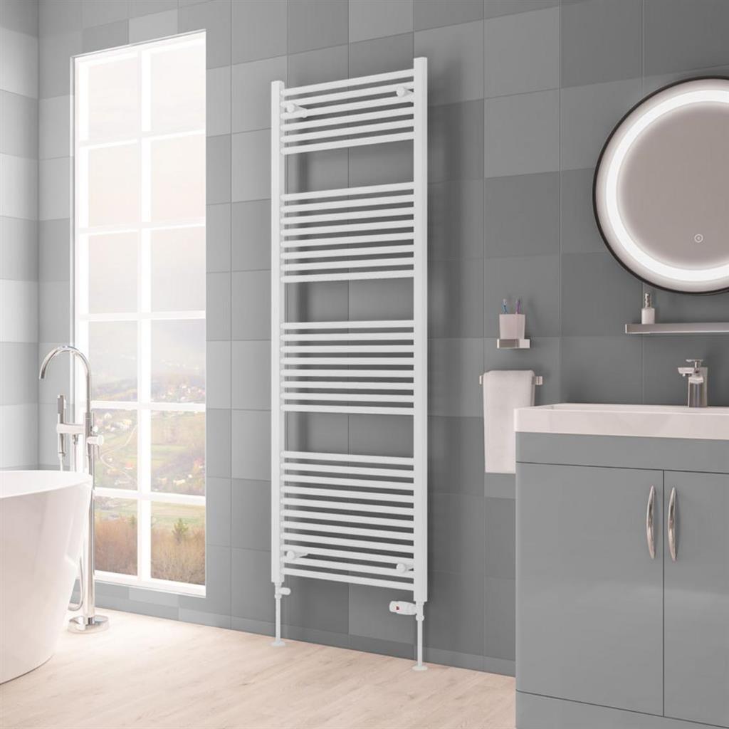 Eastbrook Biava HV Straight Ladder Towel Radiator 1720mm x 600mm - Matt White - 61.0122 - TAP 'N' SHOWER