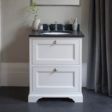 Burlington Matt White Freestanding 2 Drawer Vanity Unit ONLY 650mm - FF9W