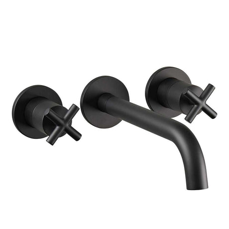 JTP Solex 3 Hole Wall Mounted Matt Black Basin Mixer with sleek modern design and ceramic disc technology for leak-free performance