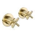 JTP Solex wall mounted side brushed brass valves pair with cross handles for bathroom fittings
