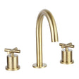 JTP Solex 3 Hole Deck Mounted Brushed Brass Basin Mixer with swivel spout and ceramic disc technology
