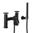 JTP Solex Bath Shower Mixer in matt black with shower kit including handheld showerhead and hose