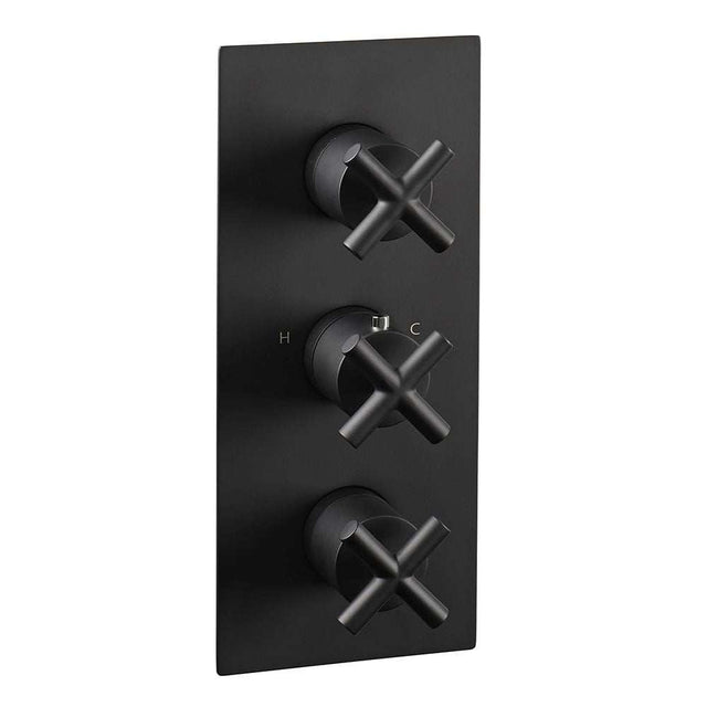 JTP Solex Triple Outlet Thermostatic Concealed Matt Black Shower Valve Vertical - 6691AMB - TAP 'N' SHOWER