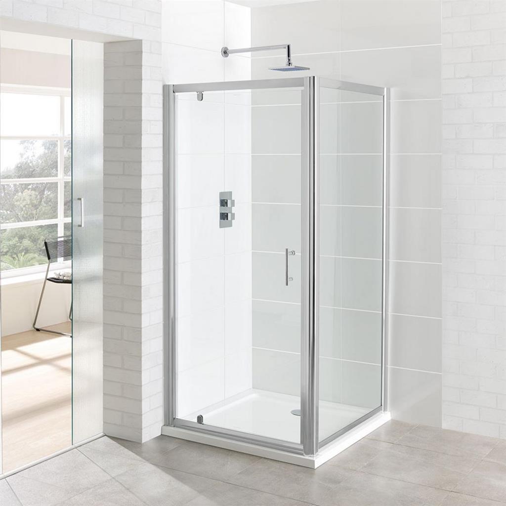 Eastbrook Vantage Pivot Shower Enclosure Door 800mm - Polished Silver - 69.0084 - TAP 'N' SHOWER