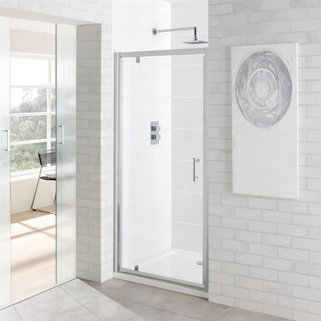 Eastbrook Vantage Pivot Shower Enclosure Door 1000mm - Polished Silver - 69.0086 - TAP 'N' SHOWER