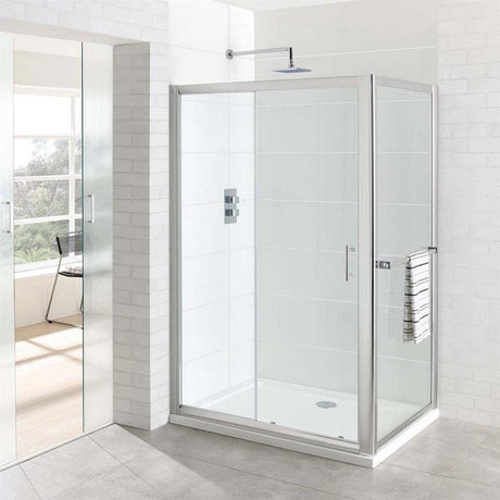 Eastbrook Vantage Shower Enclosure Side Panel with Towel Rail 760mm - Polished Silver Frame - 69.0097 - TAP 'N' SHOWER