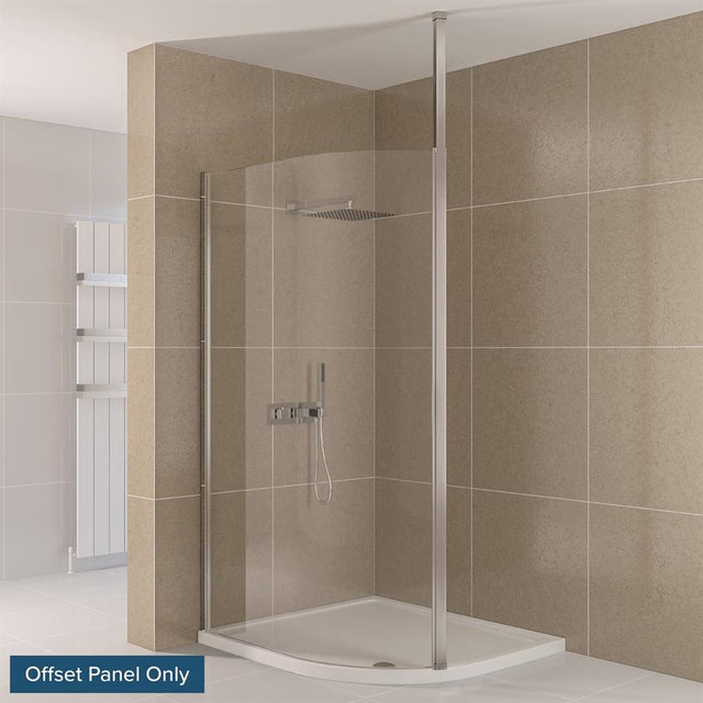 Eastbrook Valliant Walk - In Wetroom Shower Screen Offset Panel with Square Pole 1400mm - 69.0153 - TAP 'N' SHOWER