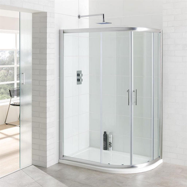 Eastbrook Vantage Double Door Offset Quadrant Shower Enclosure 1300mm x 800mm - Silver - 69.161 - TAP 'N' SHOWER