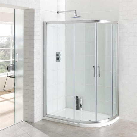 Eastbrook Vantage Double Door Offset Quadrant Shower Enclosure 1400mm x 760mm - Silver - 69.164 - TAP 'N' SHOWER