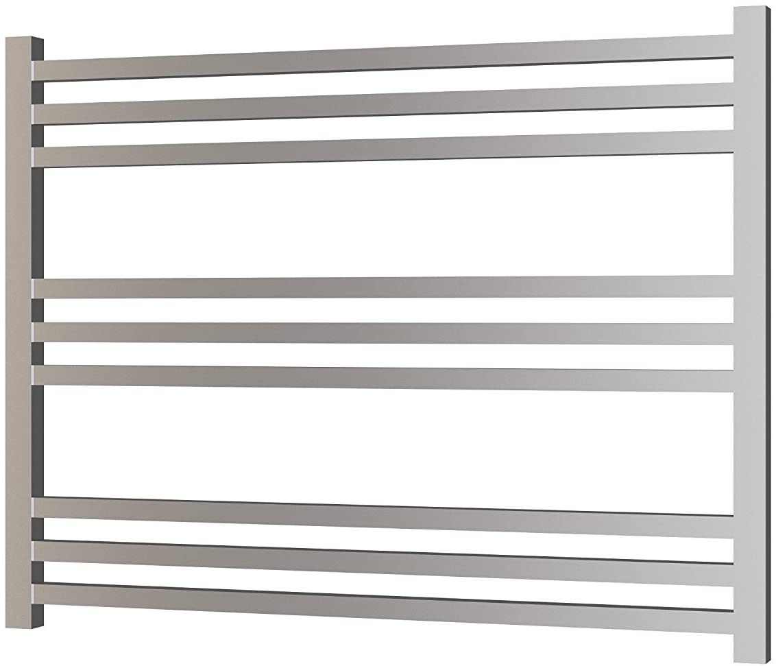 Radox Quebis 610mm H chrome designer heated towel rail with horizontal bars for modern bathrooms