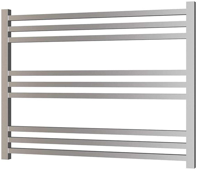 Radox Quebis 610mm H chrome designer heated towel rail with horizontal bars for modern bathrooms