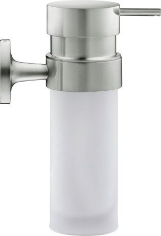 Duravit Starck T Wall Mounted Frosted Glass Soap Dispenser 60 x 126 x 176mm - Brushed Stainless Steel - 0099357000 - TAP 'N' SHOWER