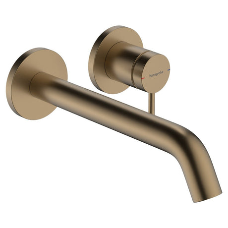 Hansgrohe Tecturis S Single Lever Basin Mixer For Concealed Installation Wall - mounted Ecosmart+ With Spout 225mm - Brushed Bronze - 73351140 - TAP 'N' SHOWER