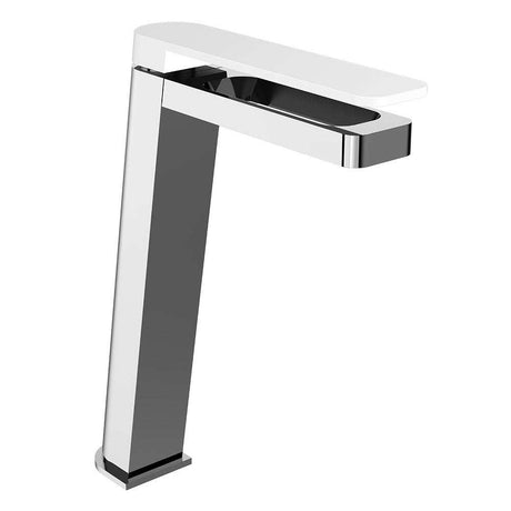 JTP Axel Tall Single Lever chrome basin mixer with matt white handle for modern bathroom decor