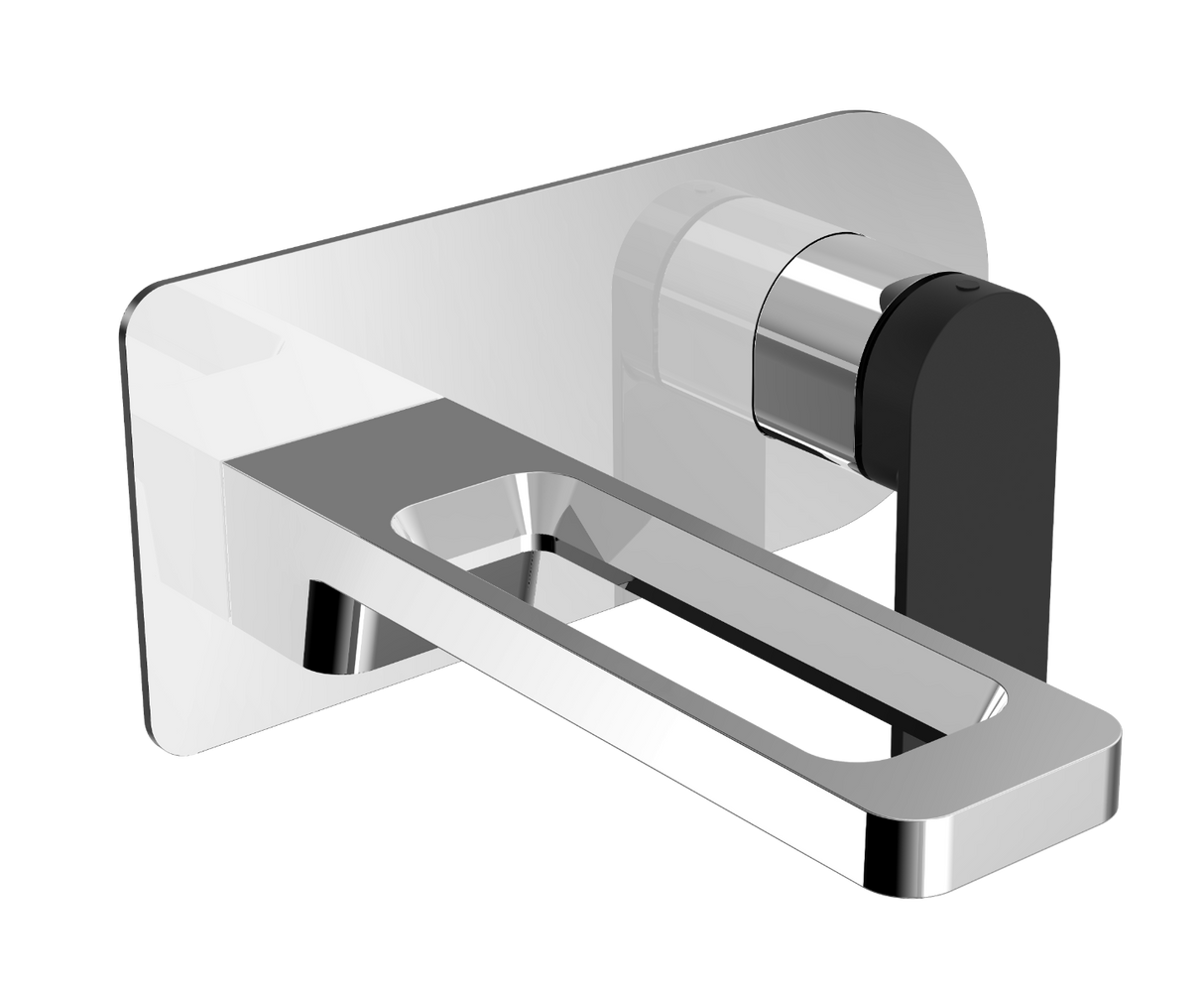 JTP AXEL Matt Black Handle Single Lever Wall Mounted Basin Mixer  - Chrome - 74231MBH