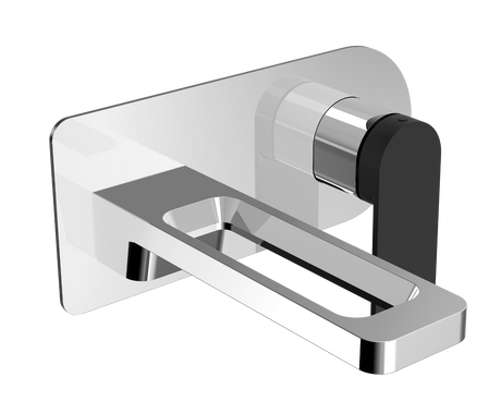 JTP AXEL Matt Black Handle Single Lever Wall Mounted Basin Mixer  - Chrome - 74231MBH