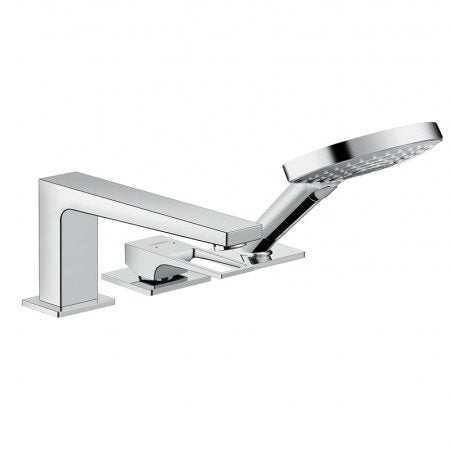 Hansgrohe Metropol 3-hole rim-mounted chrome bath mixer with single lever and loop handle
