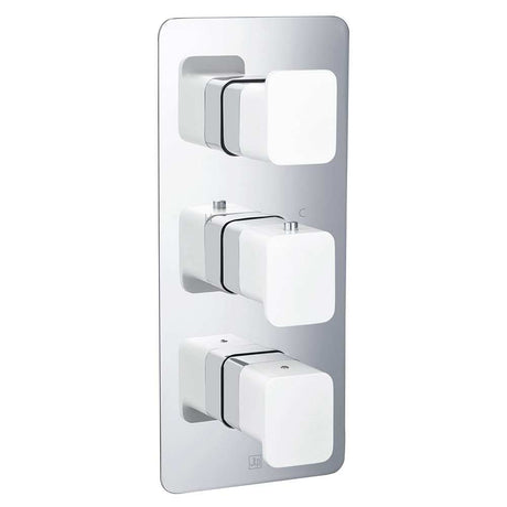 JTP Axel Concealed Twin Outlet Thermostatic Shower Valve Vertical with Matt White Handles - 74690MWH - TAP 'N' SHOWER