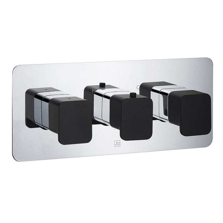 JTP Axel Concealed Triple Outlet Thermostatic Shower Valve Horizontal with Matt Black Handles - 74692MBH - TAP 'N' SHOWER