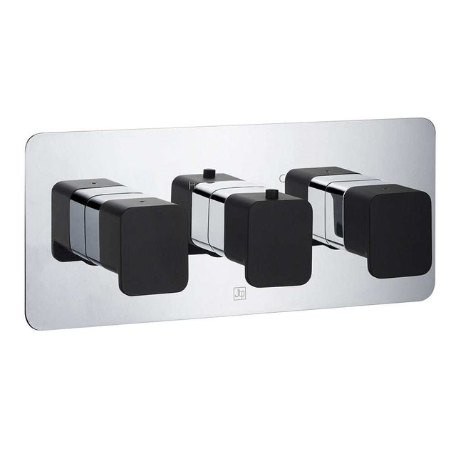 JTP Axel Concealed Shower Twin Outlet Thermostatic Valve Horizontal with Matt Black Handles - 74693MBH - TAP 'N' SHOWER