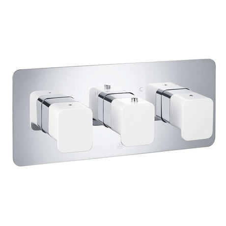 JTP Axel Thermostatic Concealed Triple Outlet Shower Valve Horizontal with Matt White Handles - 74692MWH - TAP 'N' SHOWER
