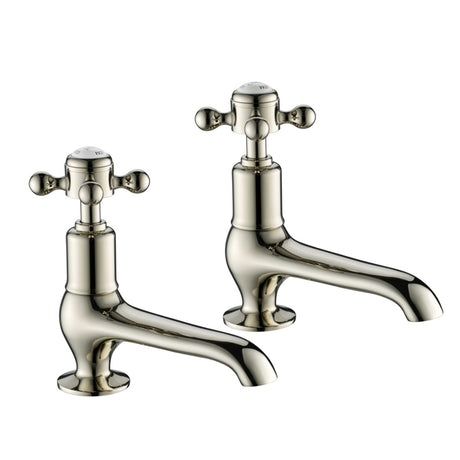 JTP Grosvenor Cross Long Nose Basin Taps - Nickel - 76011NK