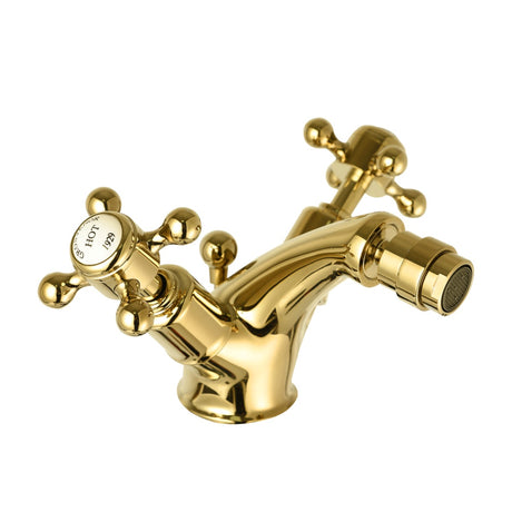 JTP Grosvenor Cross Bidet Mixer With Pop Up Waste - Antique Brass - 76013G